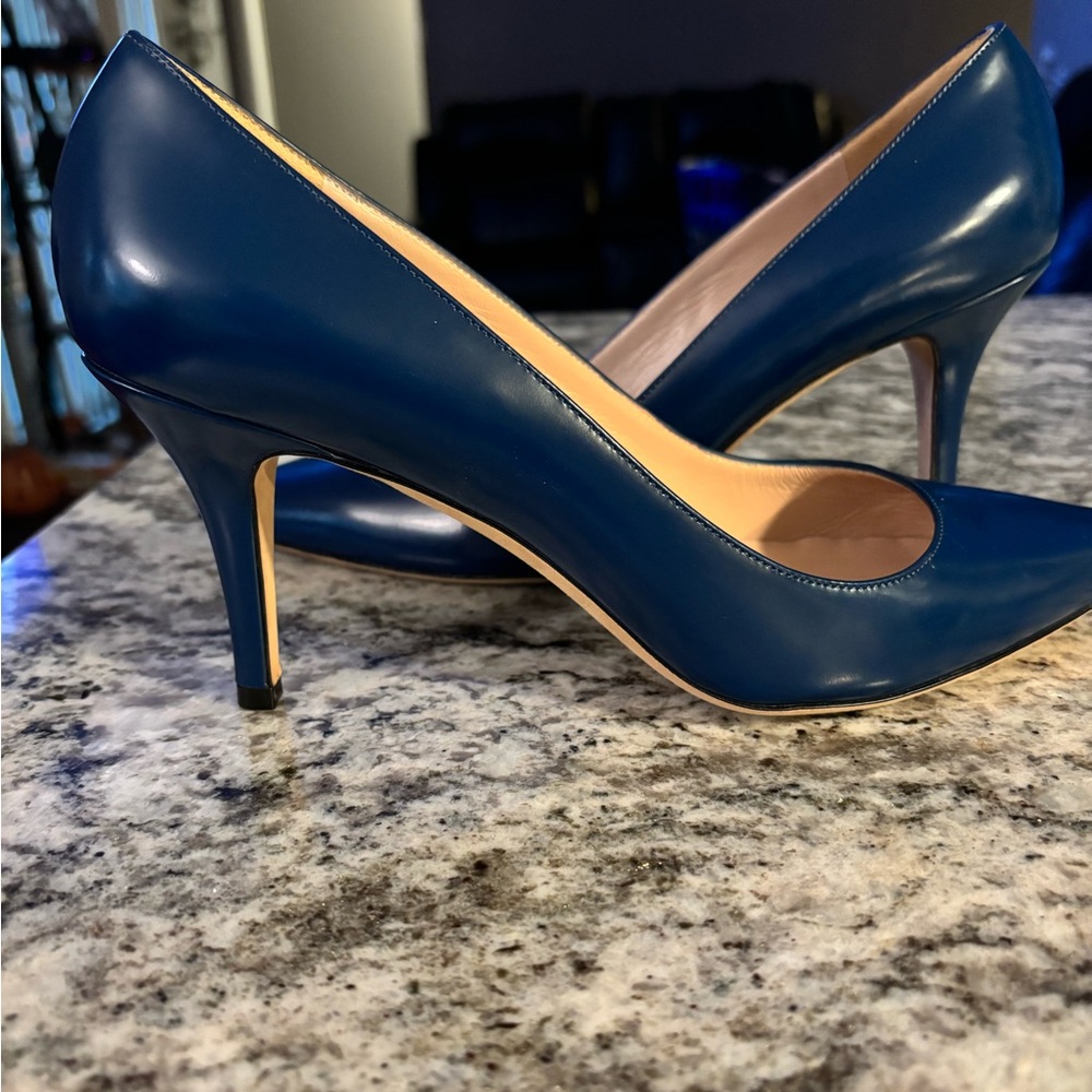 Furla blue leather 3.5” heels U.S. size 9 used.  In excellent condition